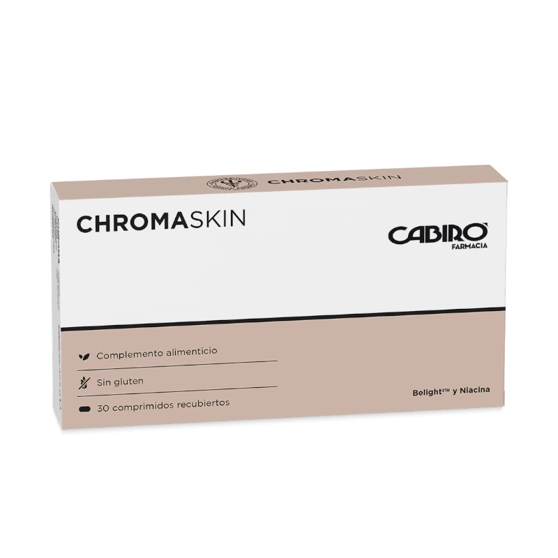 Complemento alimenticio antimanchas Cabiró Chromaskin con Belight3 y niacina
